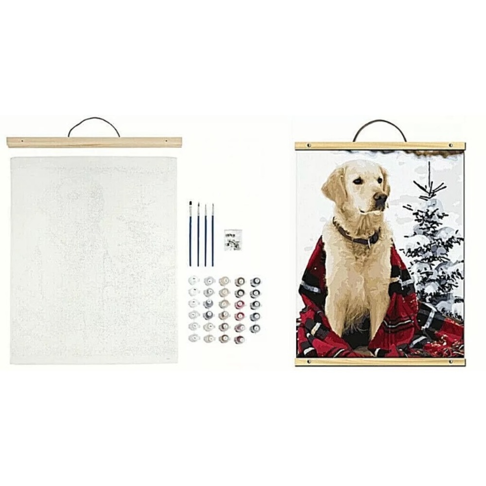 Yellow Lab with Plaid Sheet, Paint by Number Kit